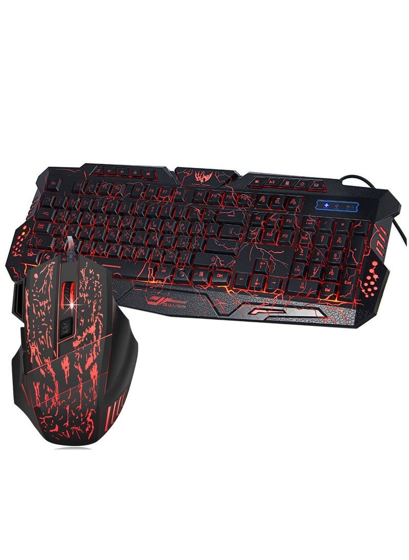 Gaming Keyboard Mouse Combo Anti-ghosting Adjustable DPI Colorful Backlit for Desktop Notebook Laptop PC Computer