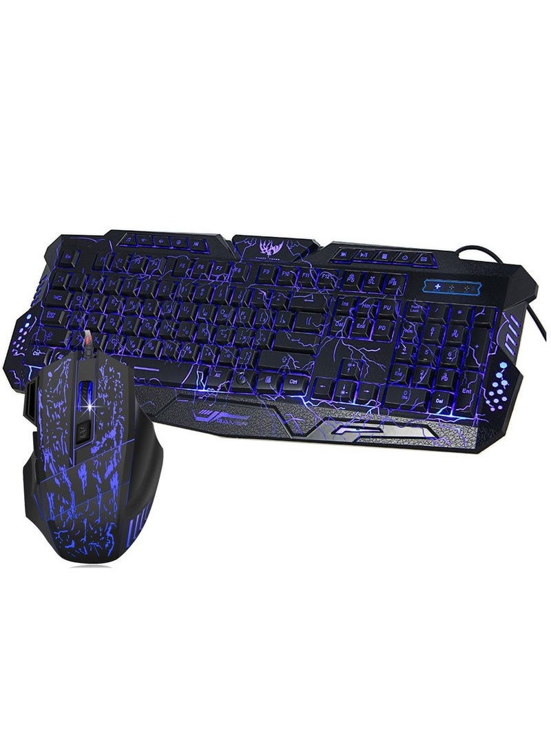 Gaming Keyboard Mouse Combo Anti-ghosting Adjustable DPI Colorful Backlit for Desktop Notebook Laptop PC Computer