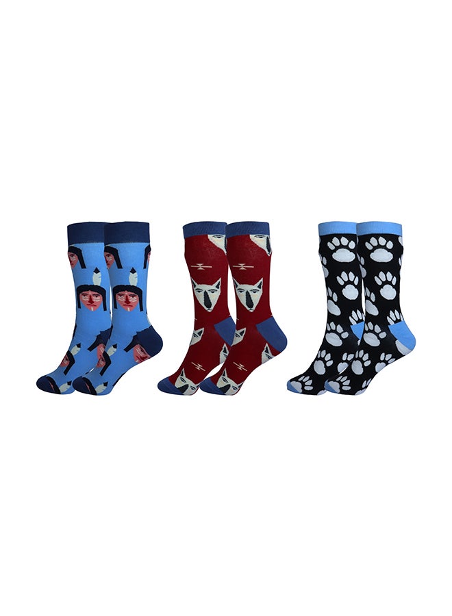 Pack Of 3 Colorful Dress Socks Multicolour