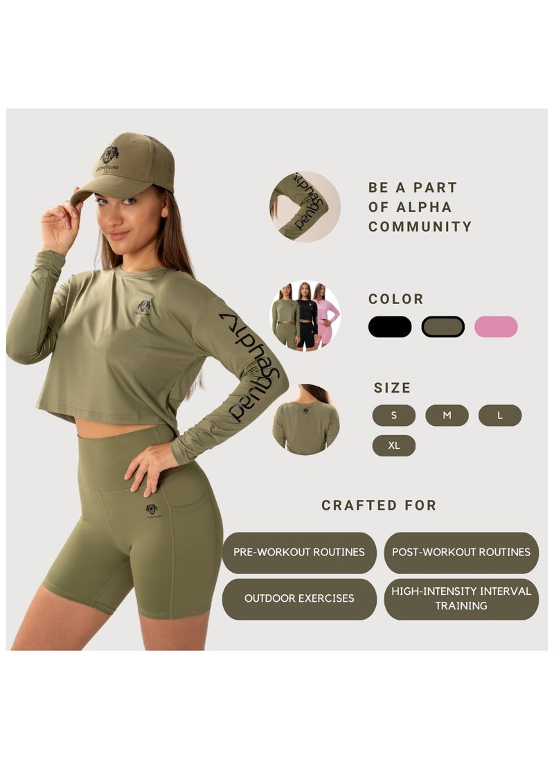 AlphaSquad Longsleeve Crop Top for Women