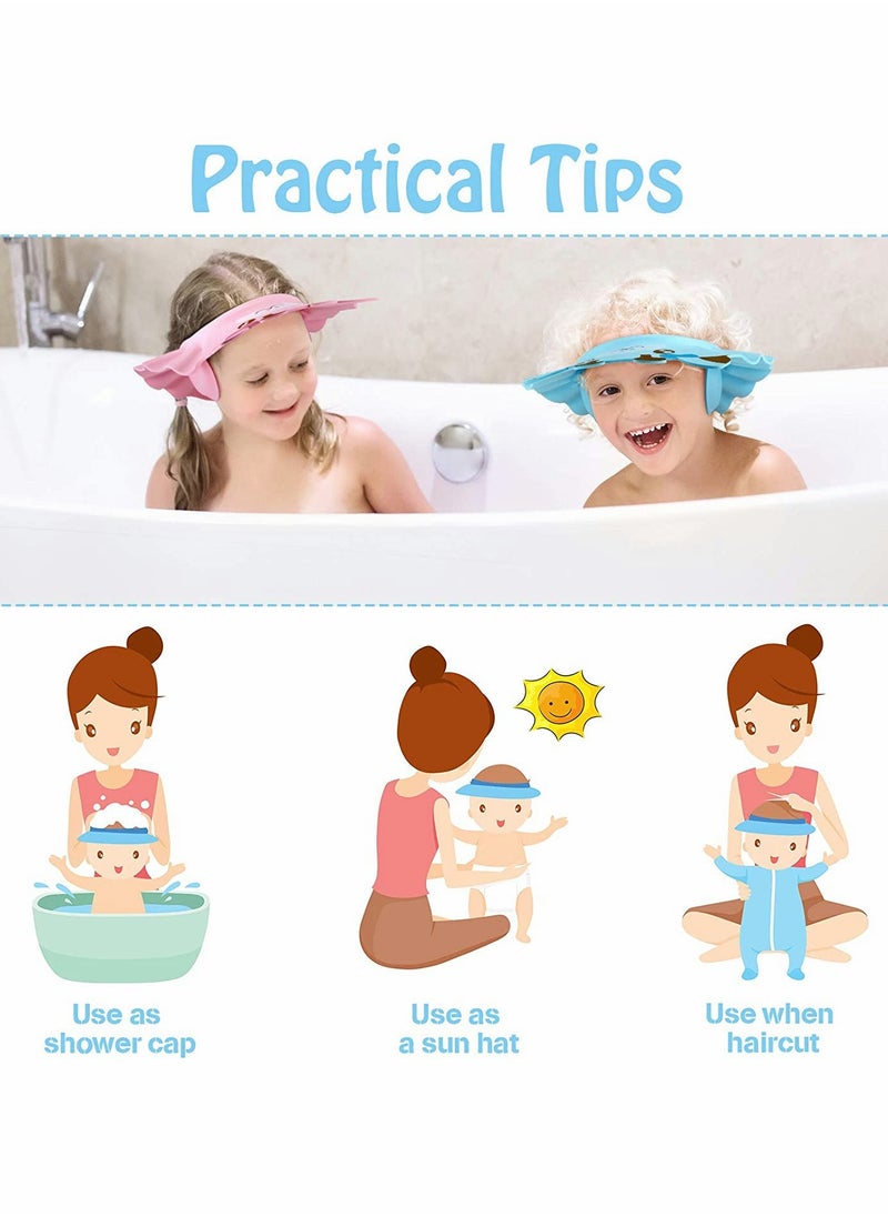 Baby Shower Cap, Adjustable Baby Bath Visor, Infant Bathing Protection Cap, Safe Shampoo Shower Hat with Ear Protection, Baby Hair Washing Aids, for Baby Toddler Children Kids, 3 Pieces