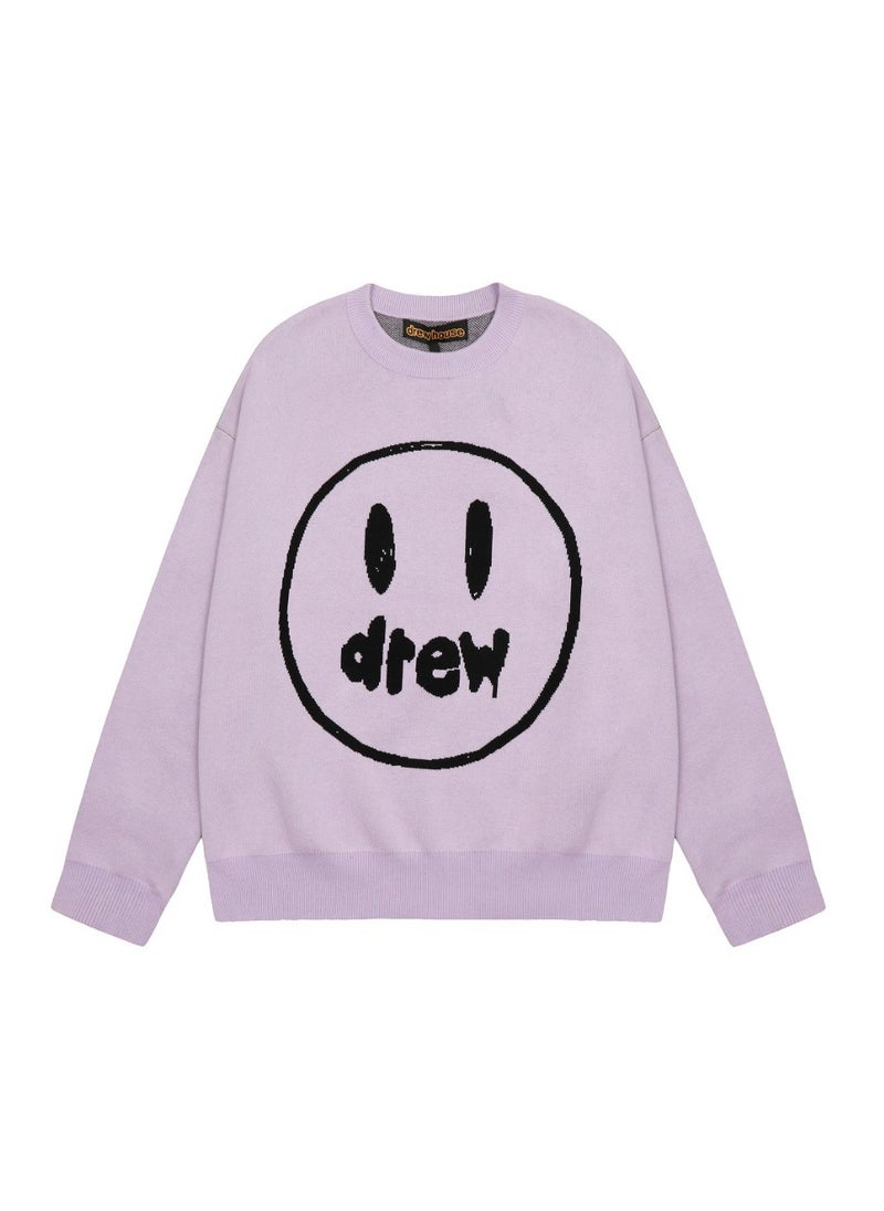 New Drew Face Letter Embroidered Round Neck Hoodie