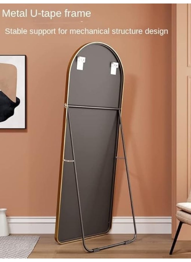 Decorhills Modern Arched Gold Full Length, Wall Standing, Floor Length Mirror for Bedroom, Living room, Study room, Home Office