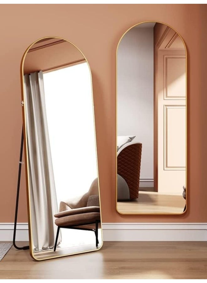 Decorhills Modern Arched Gold Full Length, Wall Standing, Floor Length Mirror for Bedroom, Living room, Study room, Home Office