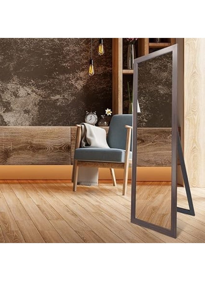 Decorhills Stand Mirror Outer size (48 * 148) Full-Length Mirror Standing, Hanging or Leaning Against Wall, Large Rectangle Bedroom Mirror Floor Mirror Dressing Mirror, PVC Thin Frame (Brown)