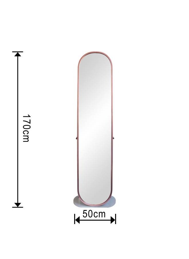 Rose Gold Iron Frame Full Length Mirror With Imitation Marble Stand, Size 178X17X46.5CM