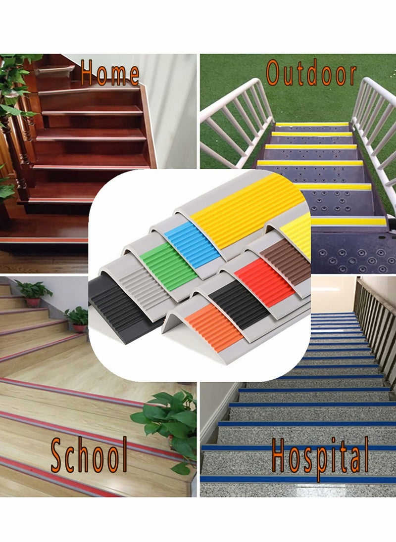 Stair Leading Edge Protector, Waterproof Anti-Slip Rubber Step Adhesive Decorative Protection Strip for Home School Nursing Indoor and Outdoor Steps(Black)