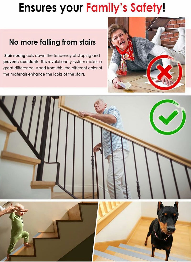 Stair Leading Edge Protector, Waterproof Anti-Slip Rubber Step Adhesive Decorative Protection Strip for Home School Nursing Indoor and Outdoor Steps(Black)