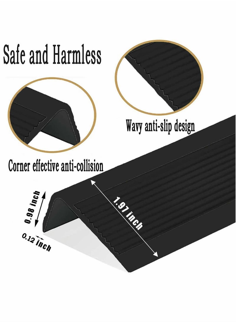 Stair Leading Edge Protector, Waterproof Anti-Slip Rubber Step Adhesive Decorative Protection Strip for Home School Nursing Indoor and Outdoor Steps(Black)
