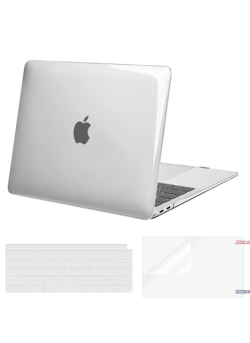 MacBook Air 13 inch Case 2022 2021-2018 Release A2337 M1 A2179 A1932 Retina Display Touch ID Plastic Hard Shell & Keyboard Cover & Screen Protector Transparent