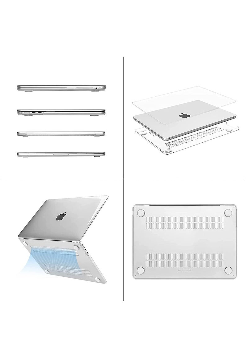 MacBook Air 13 inch Case 2022 2021-2018 Release A2337 M1 A2179 A1932 Retina Display Touch ID Plastic Hard Shell & Keyboard Cover & Screen Protector Transparent