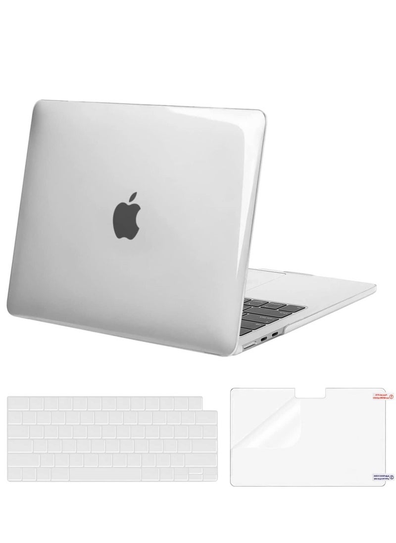 MacBook Air 13 inch Case 2022 2021-2018 Release A2337 M1 A2179 A1932 Retina Display Touch ID Plastic Hard Shell & Keyboard Cover & Screen Protector Transparent