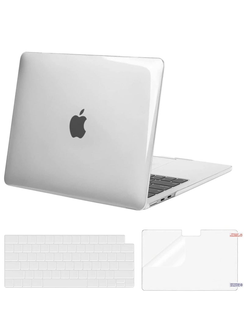 MacBook Air 13 inch Case 2022 2021-2018 Release A2337 M1 A2179 A1932 Retina Display Touch ID Plastic Hard Shell & Keyboard Cover & Screen Protector Transparent