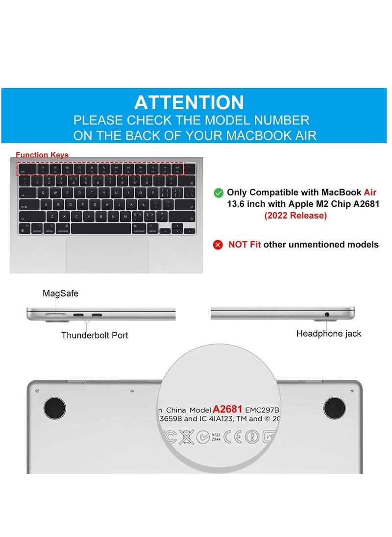 MacBook Air 13 inch Case 2022 2021-2018 Release A2337 M1 A2179 A1932 Retina Display Touch ID Plastic Hard Shell & Keyboard Cover & Screen Protector Transparent