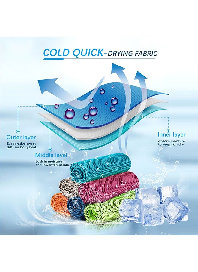 6Pcs Cooling Towel, Ice Sports Towel, Cool Towel for Instant Cooling,for Yoga, Travel, Golf, Gym,Camping, Fitness, Running, Workout u0026 More Activities (31.5x11.8)