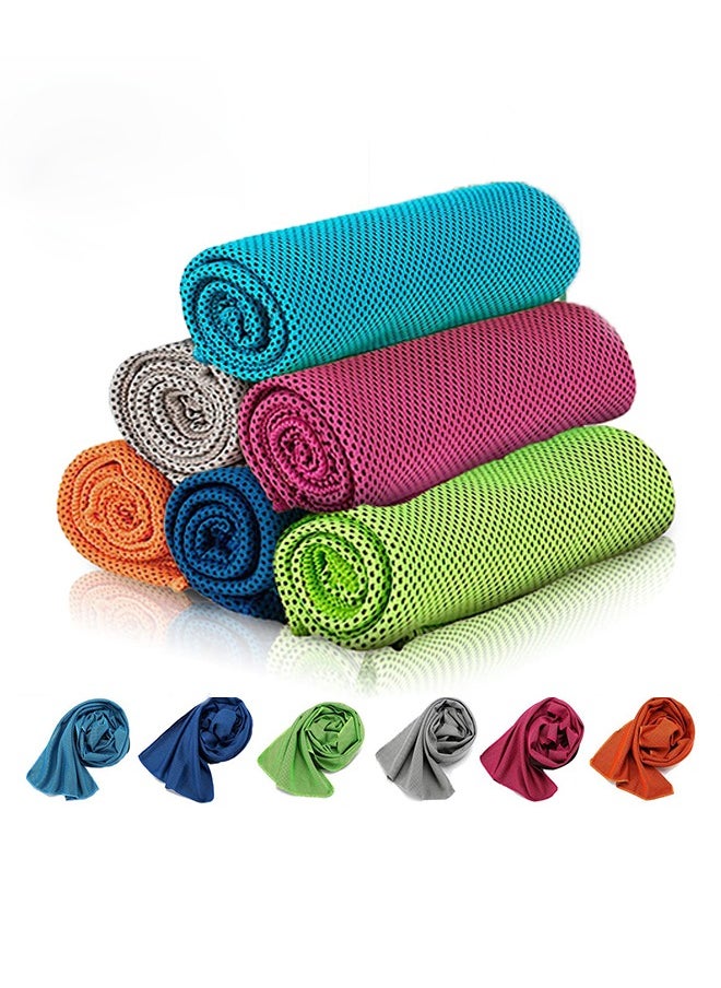 6Pcs Cooling Towel, Ice Sports Towel, Cool Towel for Instant Cooling,for Yoga, Travel, Golf, Gym,Camping, Fitness, Running, Workout u0026 More Activities (31.5x11.8)