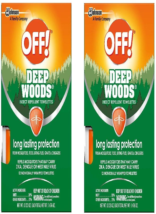 OFF! Deep Woods Insect Repellent Towelettes (12 Count, Pack of 2)