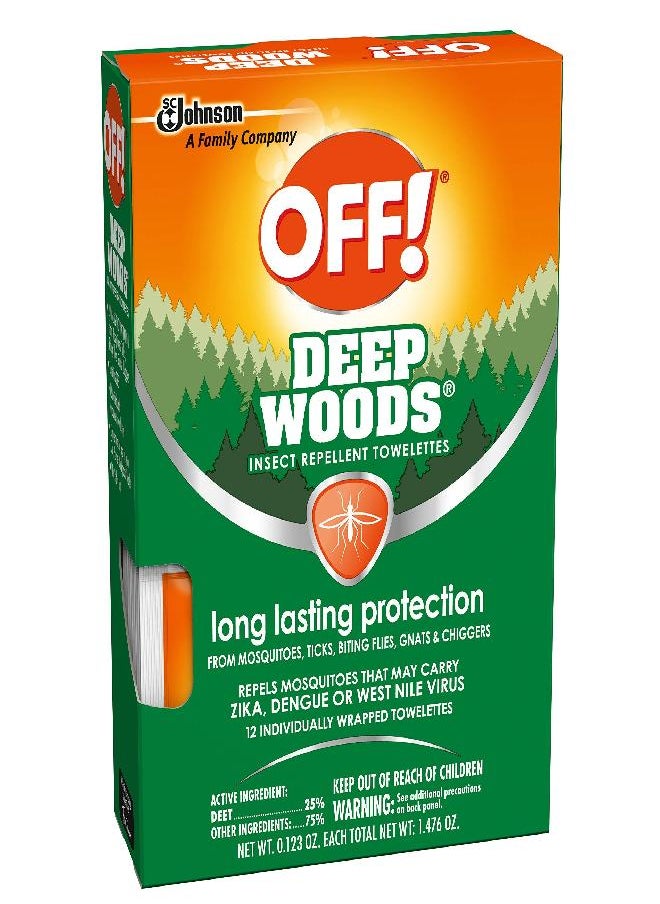 OFF! Deep Woods Insect Repellent Towelettes (12 Count, Pack of 2)