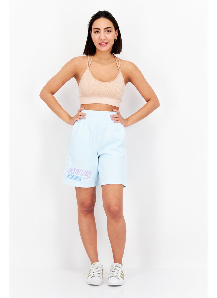 Women Sportswear Fit Brand Logo Training Short, Light Blue