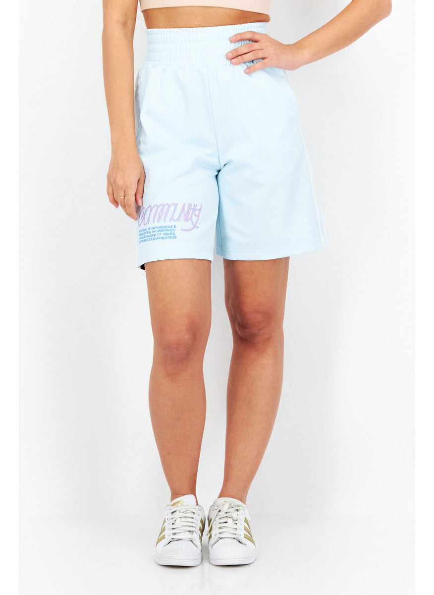 Women Sportswear Fit Brand Logo Training Short, Light Blue