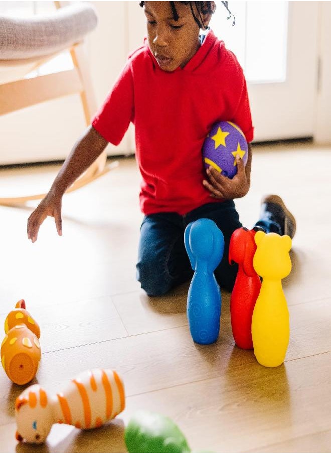 Melissa & Doug K's Kids Bowling Friends Play Set and Game With 6 Pins and Convenient Carrying Case - Indoor, Outdoor Toys For Toddlers Ages 2+