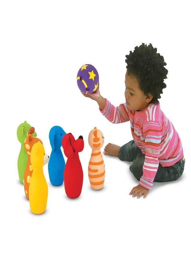 Melissa & Doug K's Kids Bowling Friends Play Set and Game With 6 Pins and Convenient Carrying Case - Indoor, Outdoor Toys For Toddlers Ages 2+