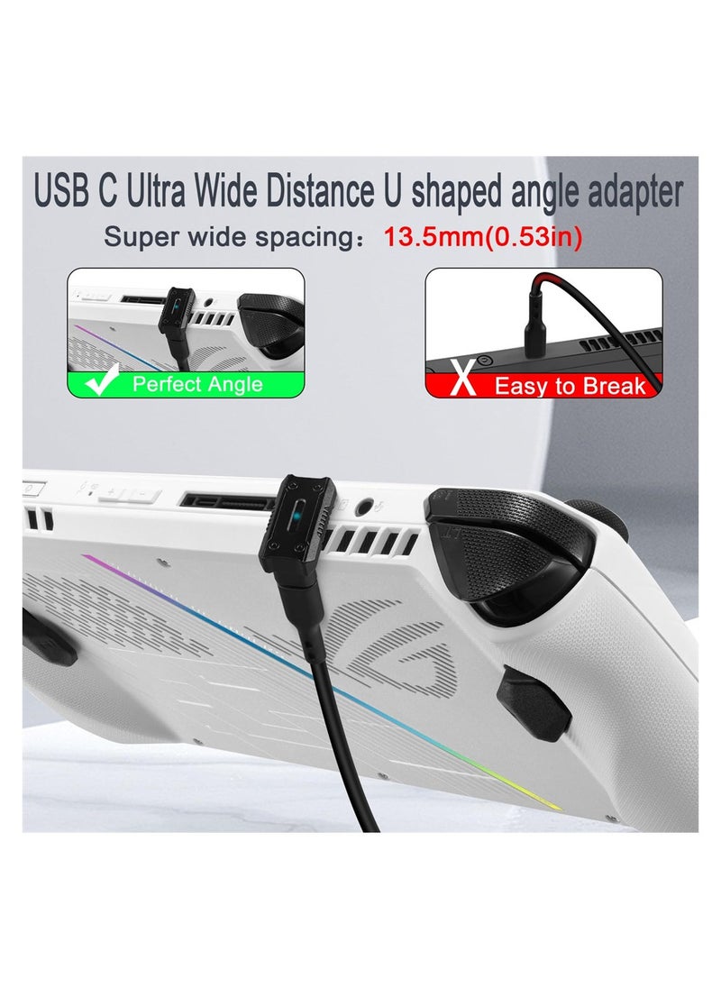 180 Degree Angle USB C Adapter, U Shape USB C Male to USB C Female PD 100W Extender Connector for ROG Ally Steam Deck Phone Tablet, Support 4k@60HZ HD Audio/Video (2 Pack)