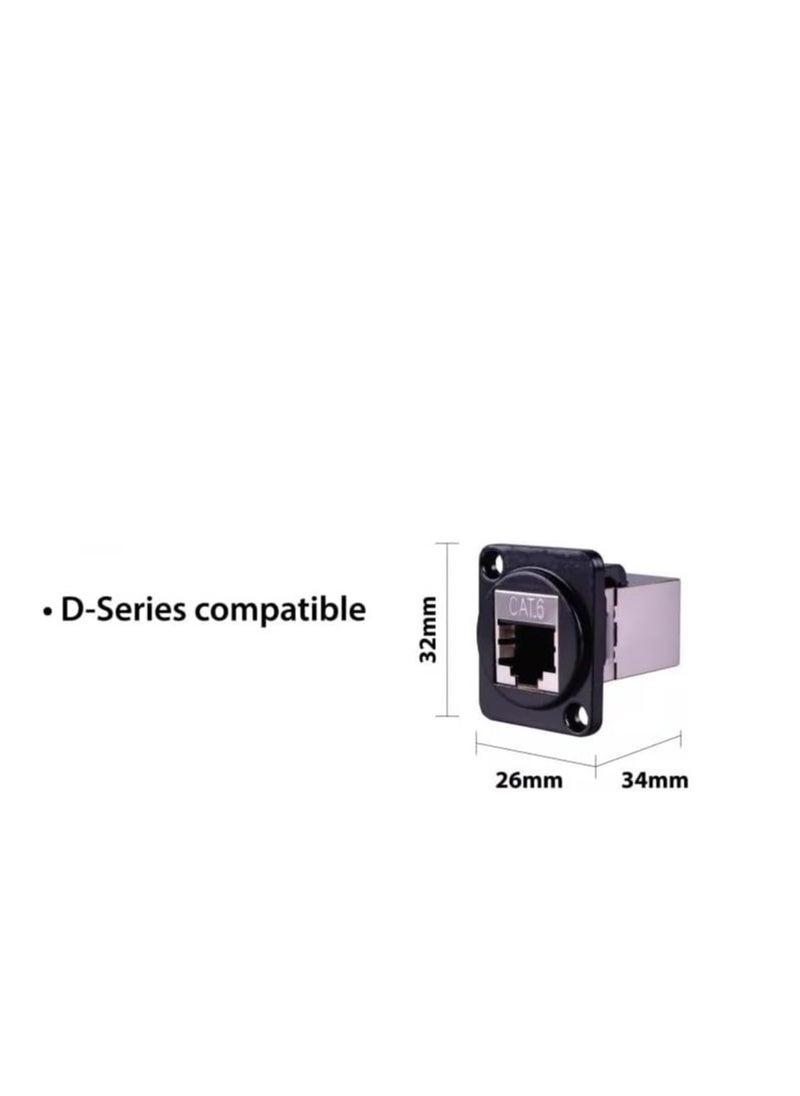 DKURVE D-Type RJ45-CAT6 Shielded Ethernet Panel Mount Socket, CAT5E Compatible