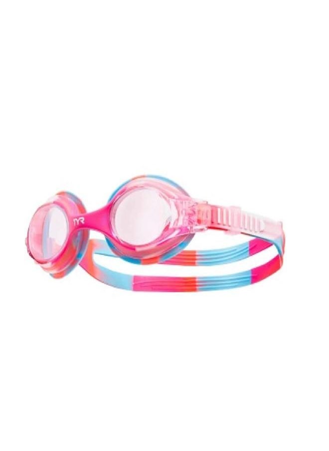 TYR Youth Tie Dye Swimple Goggles, Pink/White, One Size, Age 3-10