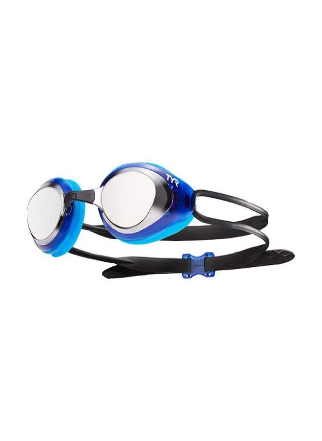 TYR Blackhawk Racing Mirrored Googles, Silver/Blue/Black, One Size