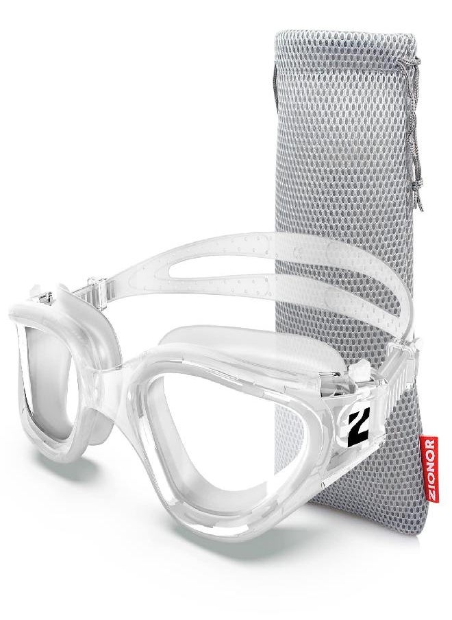 ZIONOR Swim Goggles, G1 SE Swimming Goggles Anti-fog for Adult Men Women, UV Protection, No Leaking (Clear Lens Clear Frame)