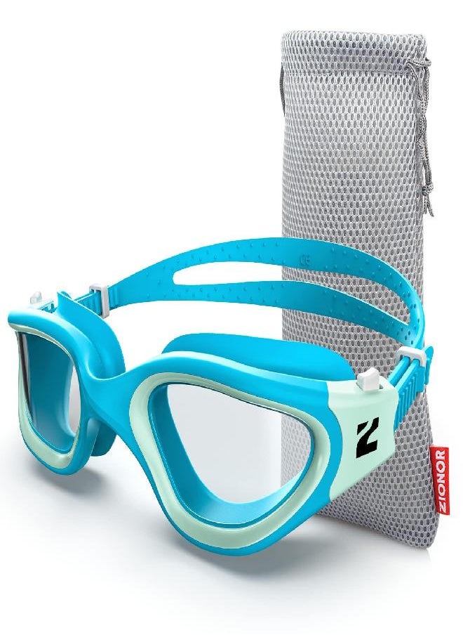 ZIONOR Swim Goggles, G1 SE Swimming Goggles Anti-fog for Adult Men Women, UV Protection, No Leaking (Clear Lens Blue Frame)