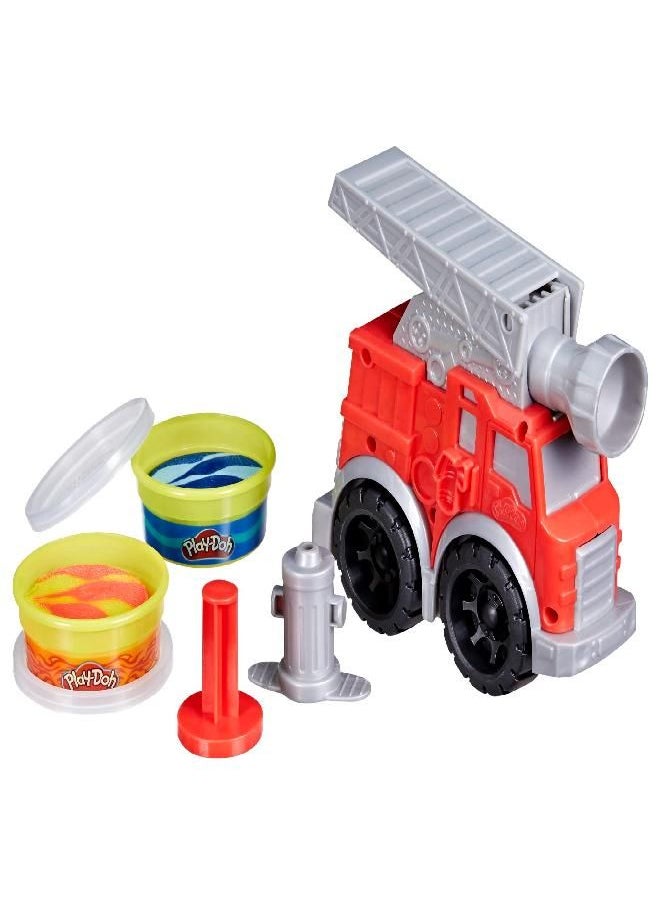 Play-Doh Wheels Fire Engine Playset with 2 Non-Toxic Modeling Compound Cans Including Water and Fire Colors, Firetruck Toy for Kids 3 and Up