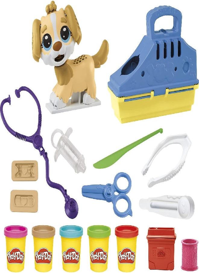 Play-Doh Care 'n Carry Vet Playset for Kids 3 Years and Up with Toy Dog, Storage, 10 Tools, and 5 Modeling Compound Colors, Non-Toxic