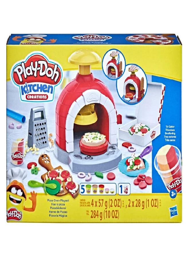 Play-Doh Kitchen Creations Pizza Oven Playset, Play Food Toy for Kids 3 Years and Up, 6 Cans of Modeling Compound, 8 Accessories, Non-Toxic