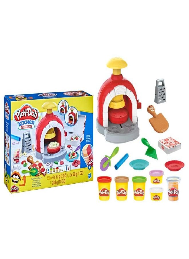 Play-Doh Kitchen Creations Pizza Oven Playset, Play Food Toy for Kids 3 Years and Up, 6 Cans of Modeling Compound, 8 Accessories, Non-Toxic