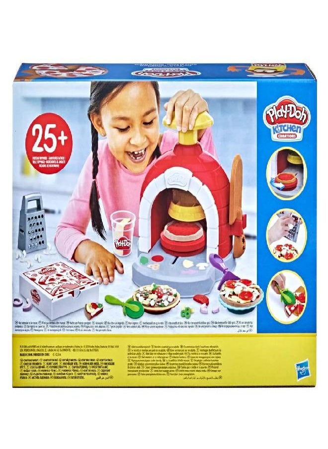 Play-Doh Kitchen Creations Pizza Oven Playset, Play Food Toy for Kids 3 Years and Up, 6 Cans of Modeling Compound, 8 Accessories, Non-Toxic