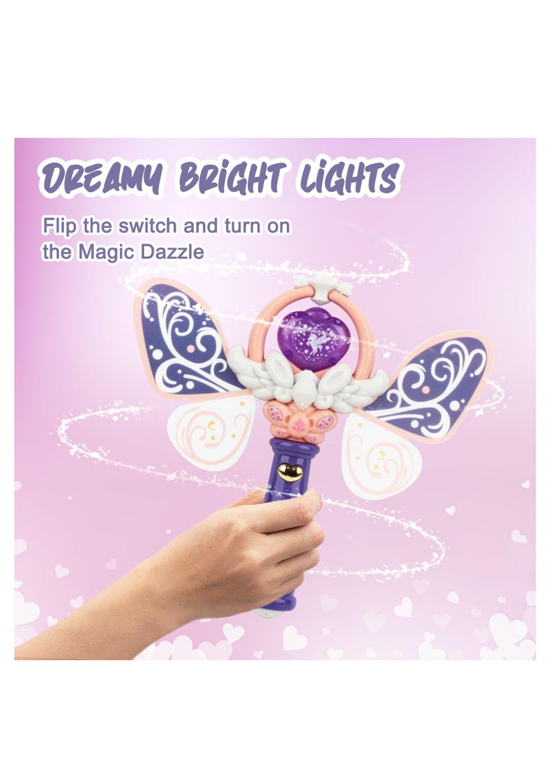 Princess Toys Girls Magic Wands, LED Light Up Flashing Fairy Wand Toy, Dress Up Cool Birthday Gifts for Girl 6-12 Year Old, Cosplay Party Favors, Butterfly Kids Toy