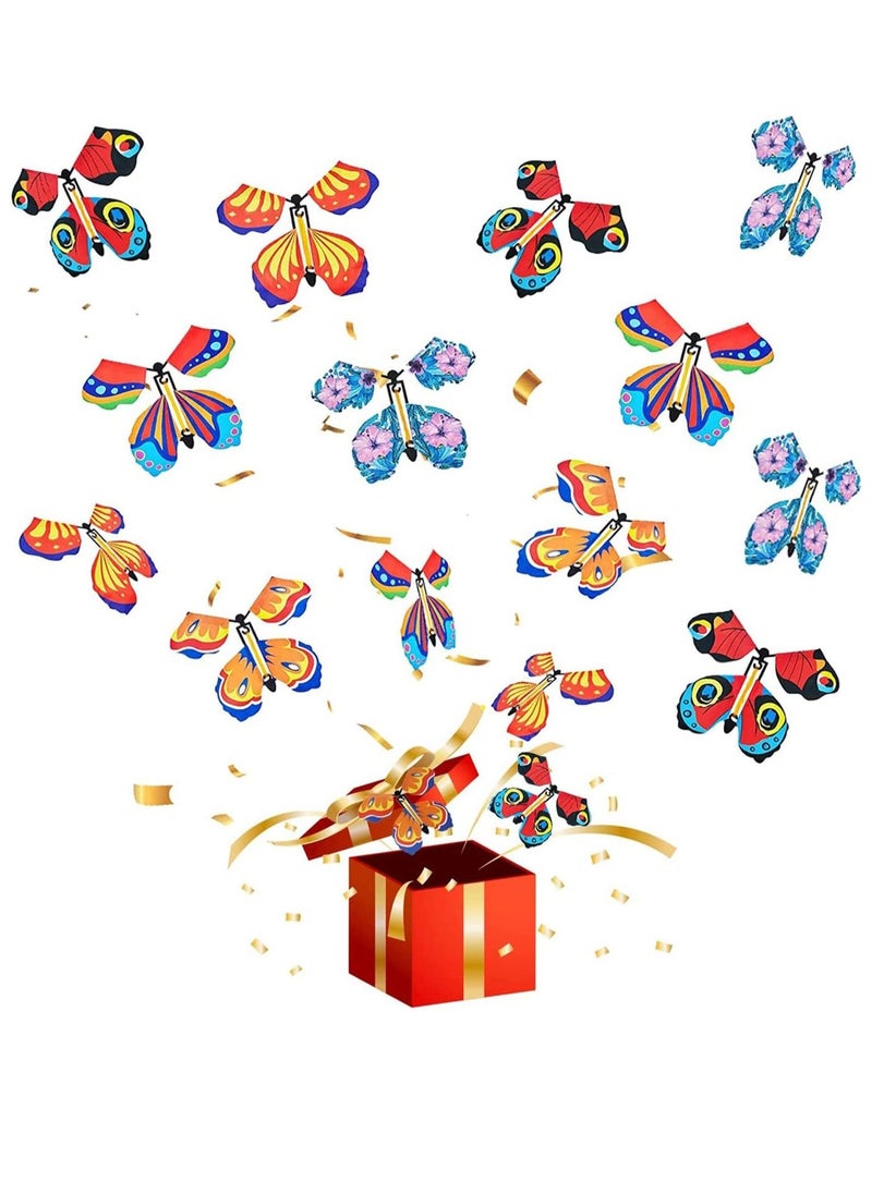 Magic Fairy Flying Butterfly, Rubber Band Powered Wind up Butterfly Toy for Surprise Gift or Party Playing Outdoor Playing (15 Pcs)