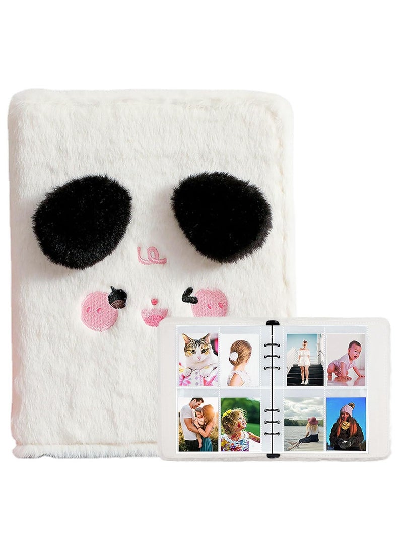 Kpop Photocard Album A5 Binder Cartoon Plush Photocard Album with 20 Pcs Inner 3 Inch Photo Album Sleeves in Loose Leaf Refillable 6 Rings Binder Cover Photocard Holder Book for Picture Cards Storage