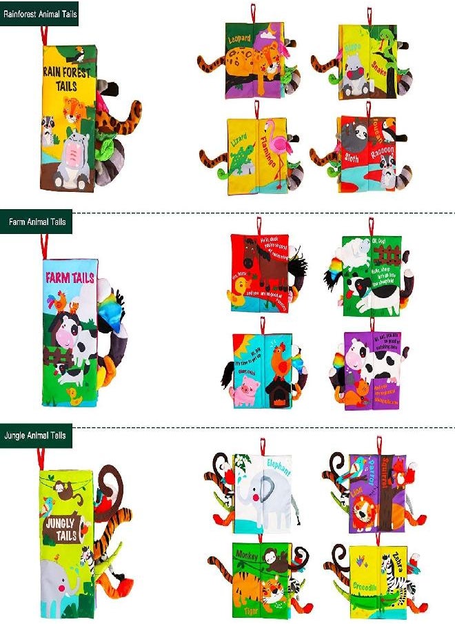 beiens Baby Books Toys, Baby Books 0-6 Months, Touch and Feel Cloth Crinkle Soft Books, Toys for 0-3-6-12-18 Months Infant Newborn Baby Boy Girl Shower Gifts Set, Sensory Learning Stroller Toys (3PCS)
