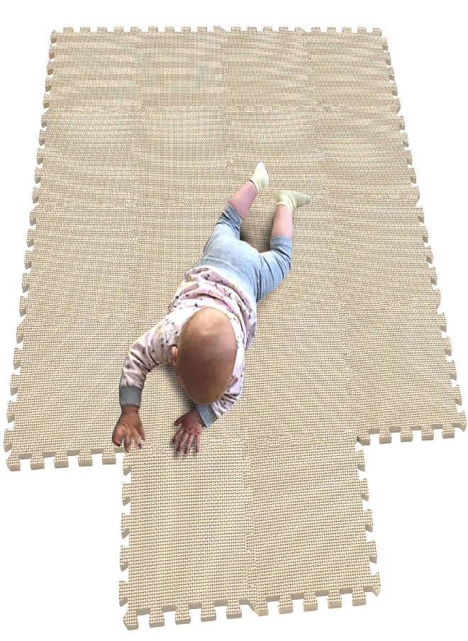 MQIAOHAM Children Puzzle mat Play mat Squares Foam Play mat Tiles Baby mats for Floor Puzzle Puzzle mat Childrens Soft Play mats Girl playmat Carpet Interlocking Foam Floor mats for Baby Beige 110