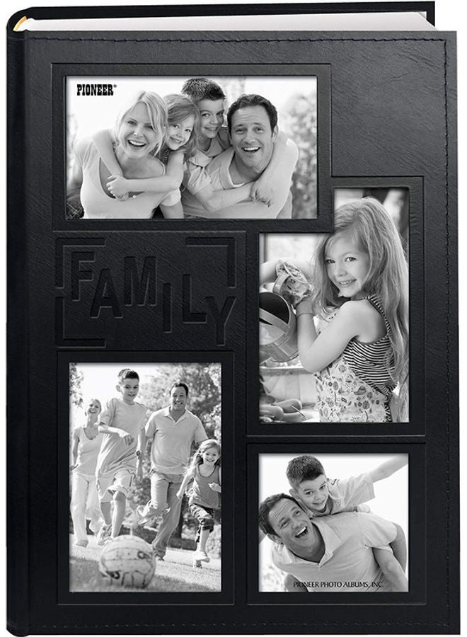 Frame Embossed Leatherette Cover Photo Album Black