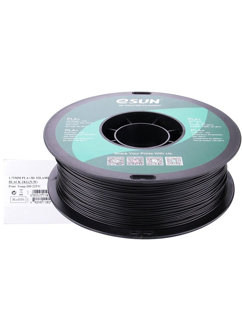 Esun 3D Printer Filament PLA+ 1.75 mm Dimensional Accuracy +/- 0.05 mm 1 Kg (2.2 lbs) Spool 3D Printing Material for 3D Printers - Black