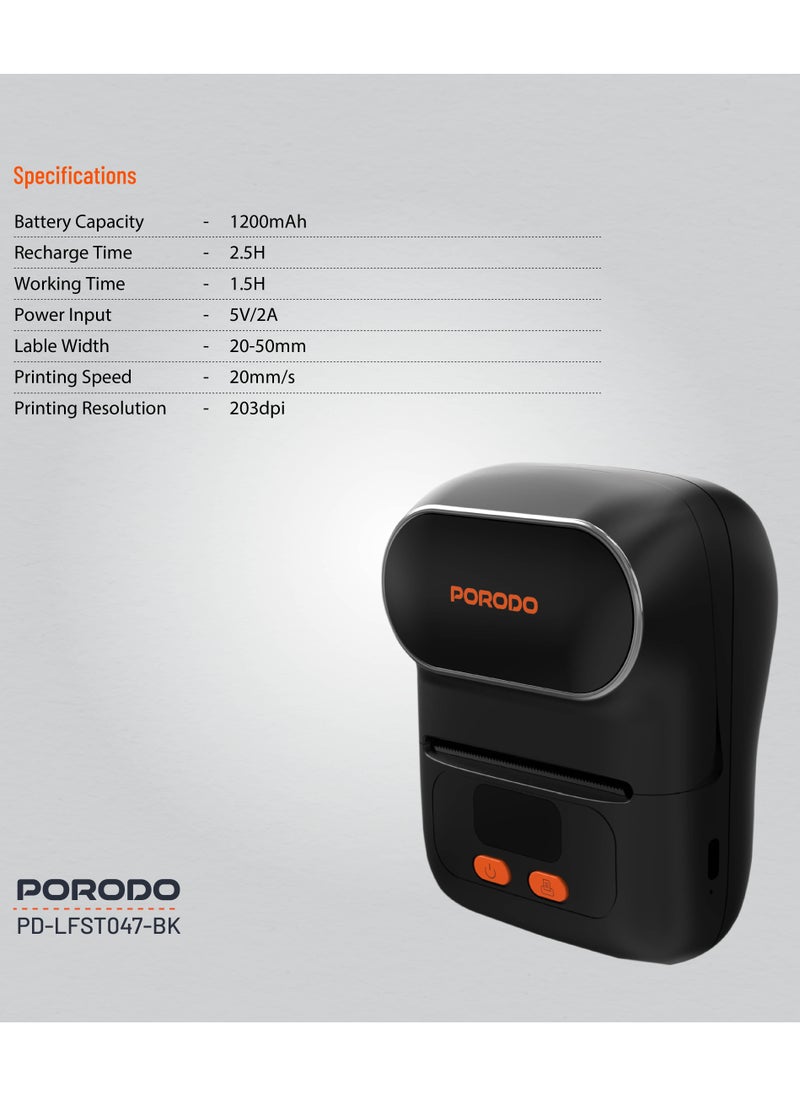 Super HD Thermal Printer / Print Labels & Photos / Inkless Printing / High Definition / Portable - Black