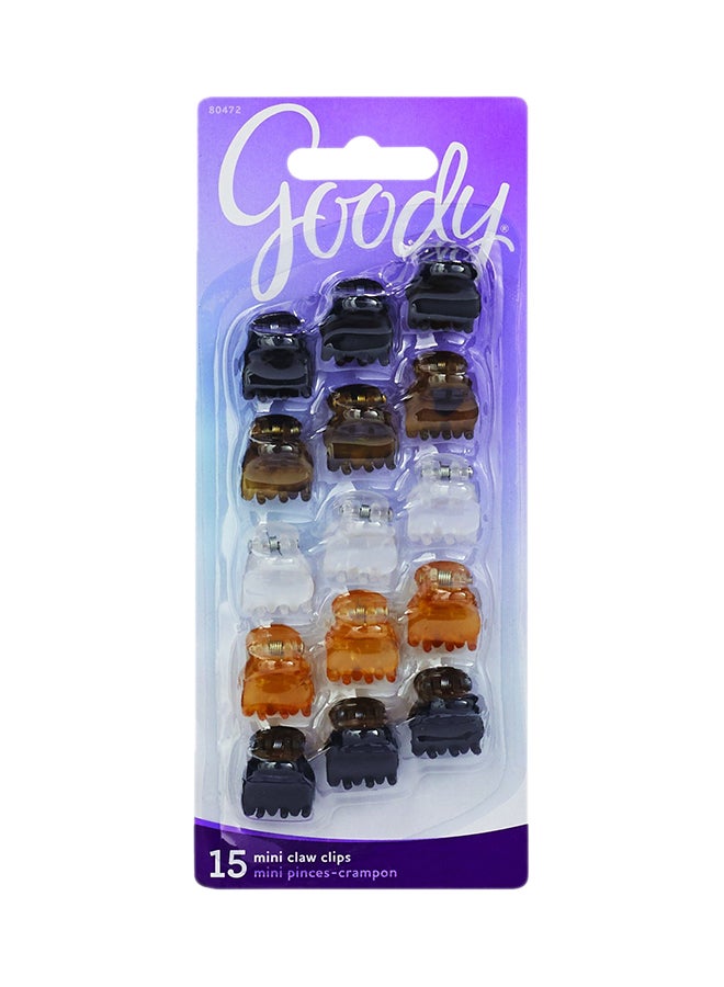 Pack Of 15 Mini Hair Crown Claw Clip Multicolour 0.85X6.45X2.7inch