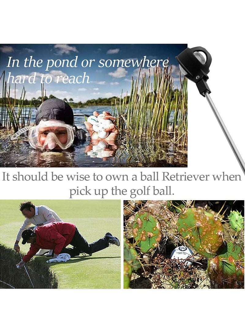 Portable Telescopic Golf Ball Retriever Stainless Steel Shaft Golf Ball Picker Ball Pick Up Scoop Automatic Locking Scoop