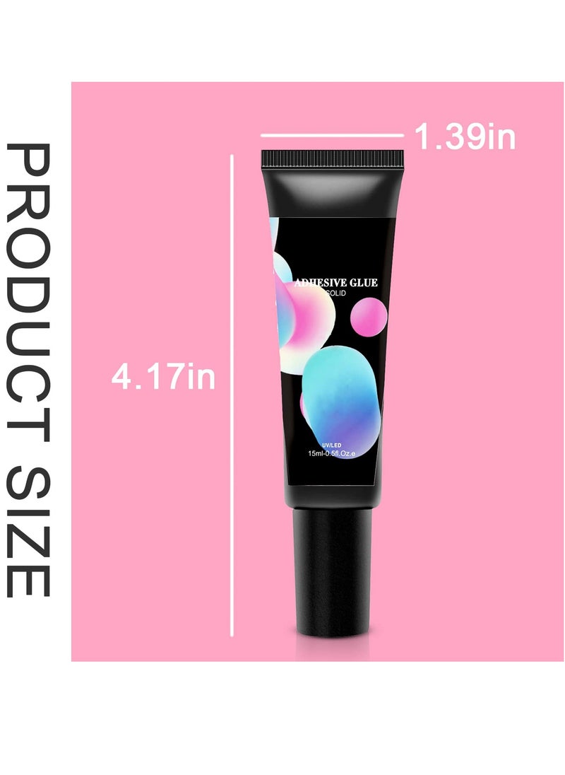 2 PCS DIY Nail Glue Long Lasting Nail Art Gel - Paint Solid Patch Glue Rhinestone Solid Nail Glue Gel Glue for Pressing Nails for Nail Easy DIY at Home 15 ml