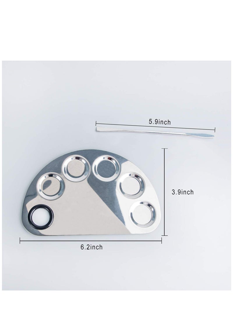Makeup Mixing Palette with Spatula, Premium Stainless Steel Metal Makeup Palette Spatula Tool, Cosmetic Artist Mixing Palette Suitable for Mixing Foundation/Eye Shadow/Eyelash/Lipsticks