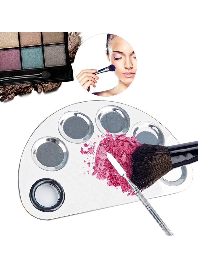 Makeup Mixing Palette with Spatula, Premium Stainless Steel Metal Makeup Palette Spatula Tool, Cosmetic Artist Mixing Palette Suitable for Mixing Foundation/Eye Shadow/Eyelash/Lipsticks